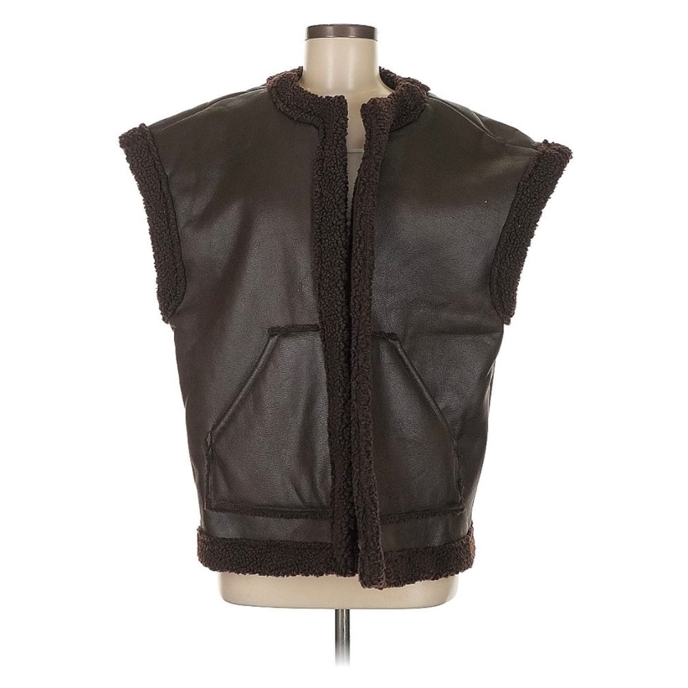 Future Collective Faux leather and Sherpa vest SZ M